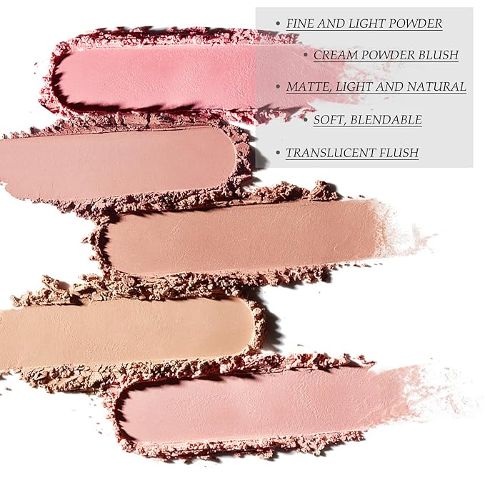 Boobeen Powder Blush, Single Color Blush Face Blush Palette Matte Baked Cream Blush Makeup Powder, High Pigment Pressed Blush for Create a Natural Cheek Flushed Look (06#)