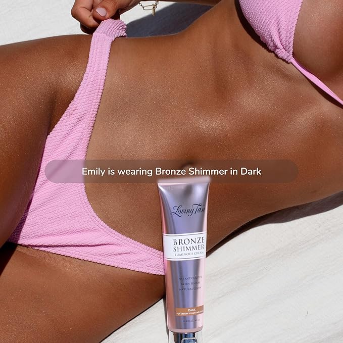 Loving Tan Bronze Shimmer Luminous Cream, Dark - Streak Free, Natural Looking, Instant Sunless Tanner - 6+ Self Tanning Applications per Tube, Cruelty Free - 4 FL Oz