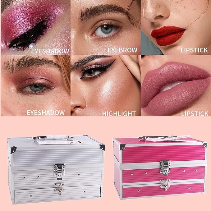 132 Colors All In One Ultimate Color Makeup Kit: Carry All Trunk with Cosmetic Contouring Palette, Concealer, Face Powder, Lip Gloss, Blusher, Contour Shade, Eye Liner, and Eyebrow Powder.