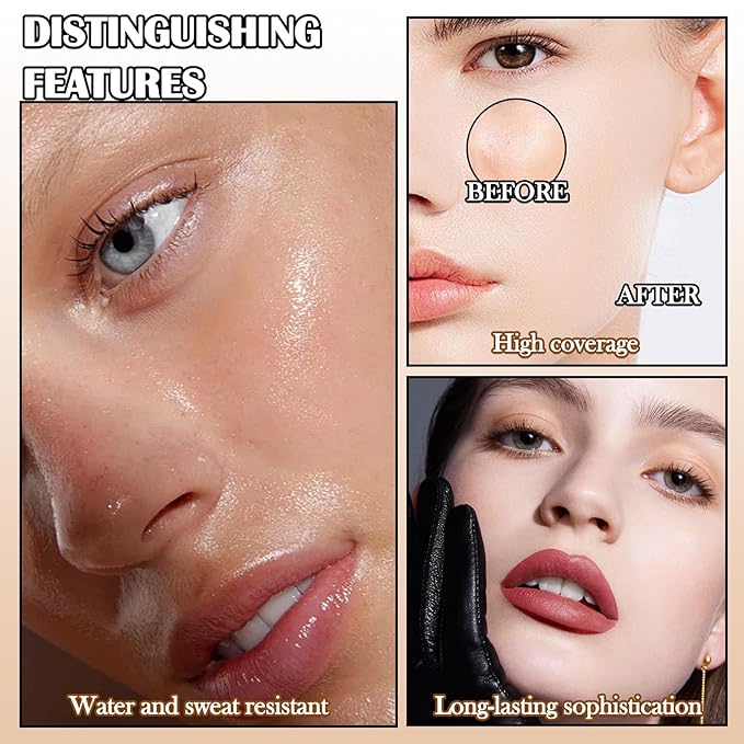 3 Colors Corrector Palette,Full Coverage Cream Concealer Liquid Foundation with Brush,Waterproof Color Correcting Concealer Long Lasting Foundation Contour Makeup Palette for Women