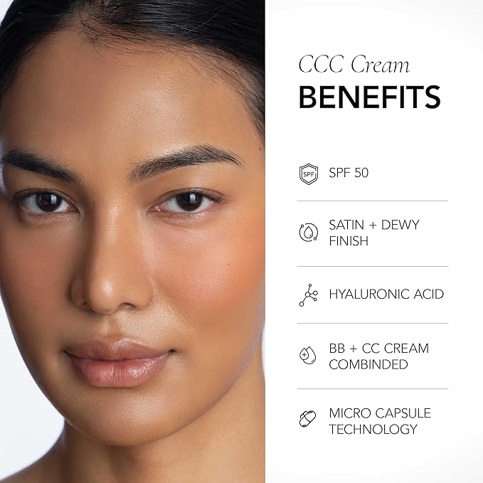 CLE Cosmetics CCC Cream (Warm Medium 303 / SPF 50) - Color Correcting Hybrid CC Cream with Sunscreen - Lightweight, Hydrating, Light to Medium Coverage Foundation - 1 fl oz