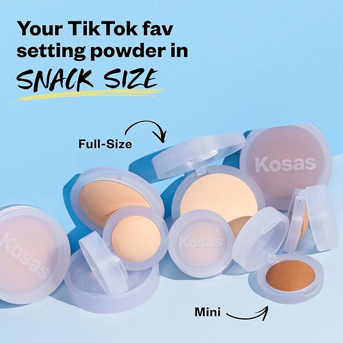Kosas Mini Cloud Set Face Setting Powder - Smoothing Shine Control, Soft, Sheer Setting Translucent Makeup Finish, Portable & Long-Lasting (Silky)