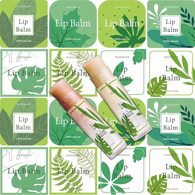 CRASPIRE Lip Balm Labels 80pcs Homemade Lip Balm Labels 2” Clear Lip Balm Labels for Tubes Printable Waterproof Lip Balm Stickers Labels for Lip Balm Handcream Candle Container（Leaves-Green）
