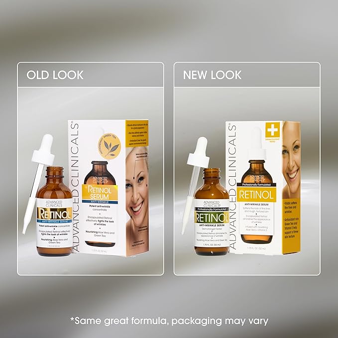 Advanced Clinicals Retinol Serum For Face | Visible Anti Aging Retinol Serum Skin Care Face Moisturizer With Vitamin E Helps Improve Look Of Wrinkles, Fine Lines, & Uneven Skin Tone, 2-Pack