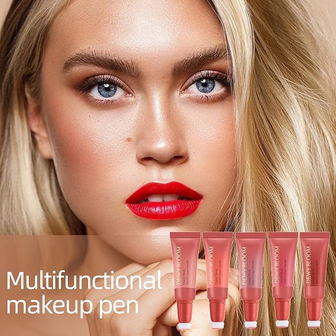 Blush Beauty Wand,Matte Face Blush Contour Wand with Cushion Applicator,Smooth Creamy Dewy Liquid Blush Wand,Blendable Blush Rouge Stick for Cheek,Cruelty-free,103 Rosa,Cool Pink