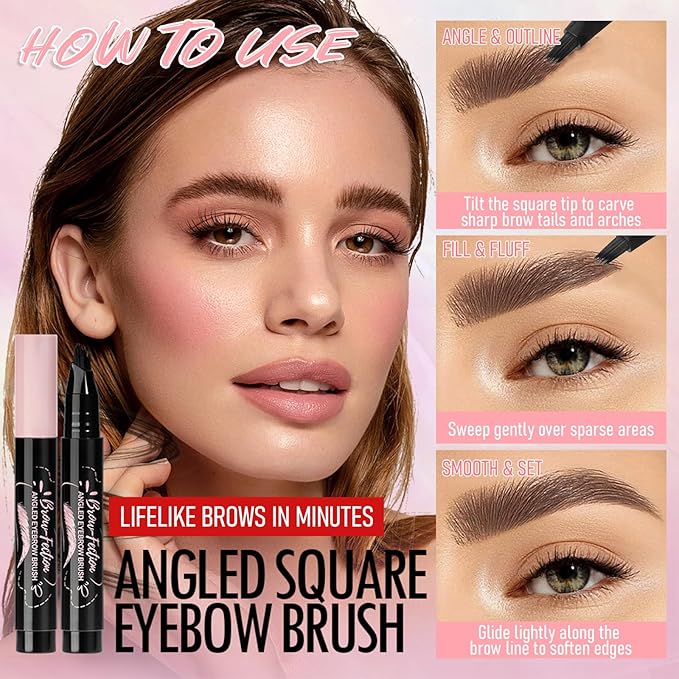 Eyebrow Pencils for Women, Liquid Microblading Eyebrow Pen with Square Angled Brush & Ultra-Fine Precision Tip – Natural Hair-Like Strokes, 24hrs Long-Lasting, Waterproof, Easy to Use (Tawny Brown)