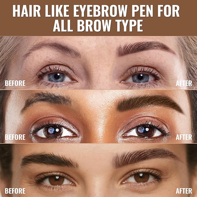 iMethod Eyebrow Pen - Eyebrow Pencil,2-in-1 Eyeliner Dual-Ended Microblading Eyebrow Pencil Long Lasting Waterproof Hair-Like Brow Pencil,with Eyebrow Brush,Eyebrow Pencils for Women,Grey