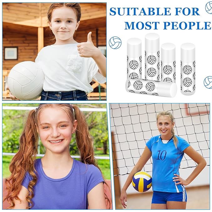 Demissle 24 Pcs Sports Team Gifts Sports Lip Balm Sports Party Favors Sports Theme Lipstick for Team Gifts(Volleyball)