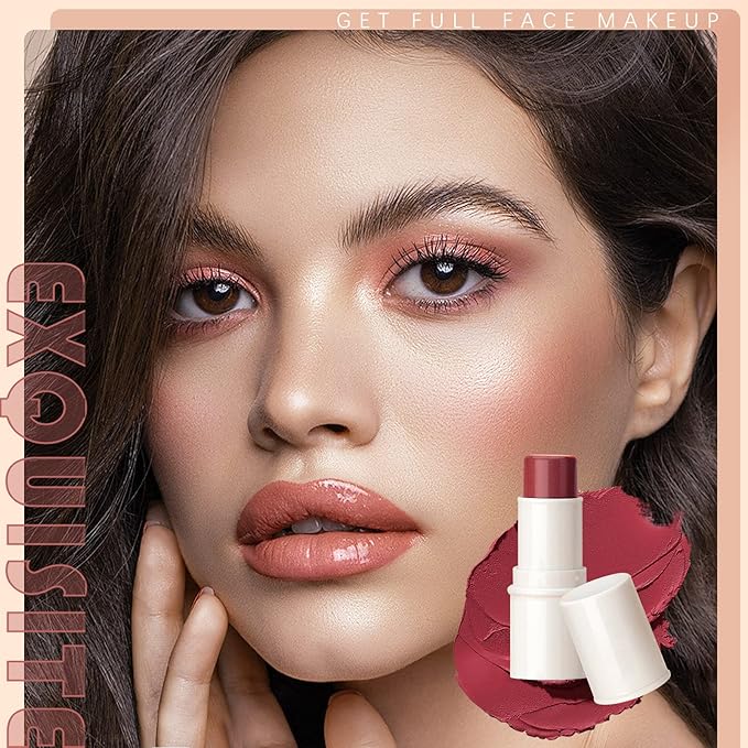 3 Colors Highlilghter Contour Blush Sticks Creamy Sticks for Cheeks, Eyes Cosmetics Stick Set, 3 in 1 Long Lasting Waterproof Moisturizer Makeup Sticks for All Skin