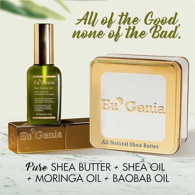 Face, Lip & Body Shea & Moringa 3-PC Gift Set – Hydrating Lip Balm, Nourishing Body Oil, 12oz Dermatological Shea Butter – Natural Skincare