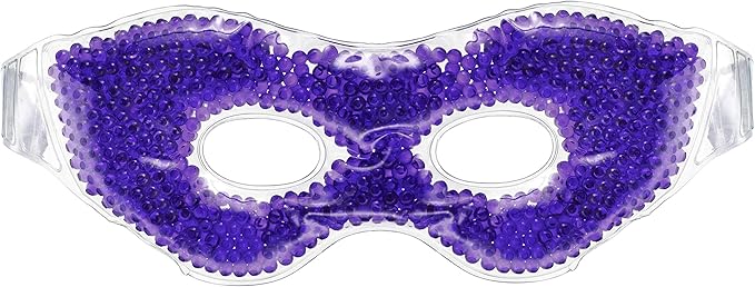 Gel Eye Mask, Purple - Cold Compress Ice Pack with Gel Beads - Microwave Safe for Heat Therapy - Great for Puffy Eyes, Dark Circles, Dry Eyes, Soothing Headaches