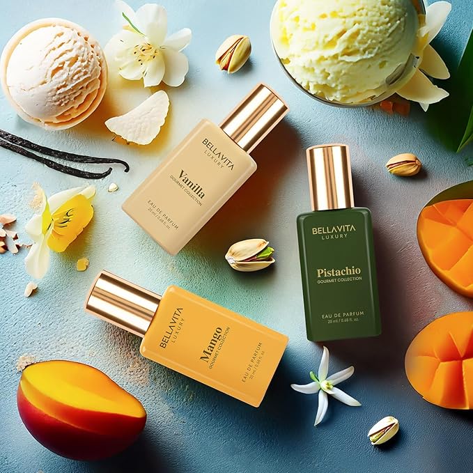 BELLAVITA Luxury Gourmand Perfume Gift Set for Men & Women | Treat Inspired Fruity Scent with Warm & Cozy Vanilla, Mango & Pistachio notes | Signature Sweet Scent | Gourmet Eau de Parfum