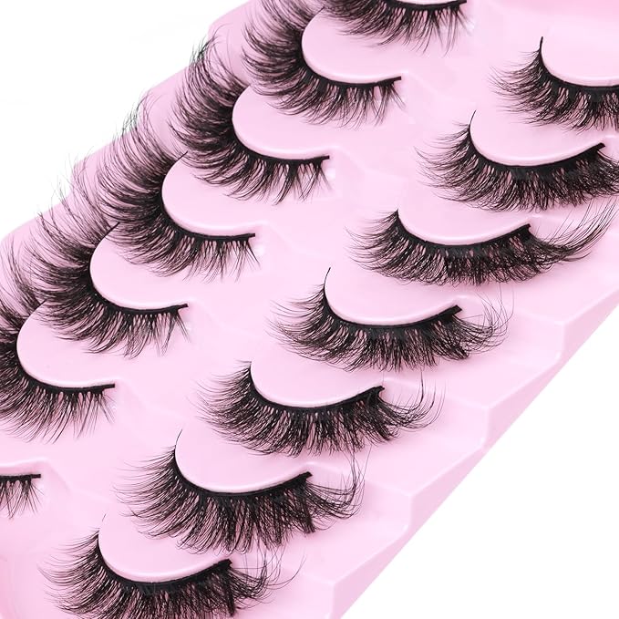 False Lashes Natural Look Faux Mink Eyelashes Wispy Fox Eye Lashes That Look Like Extensions 3D Mink Lashes Natural Strip Lashes Pack by Kiromiro