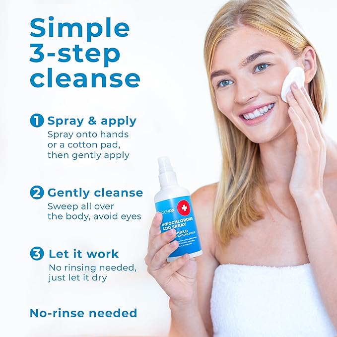 Hypochlorous Acid Spray (8oz, 2 packs), HOCL Facial Cleanser Acne Spray for Face, Body, Eczema, Pimples, Breakouts & Overall Skin Recovery (Reduces Redness)