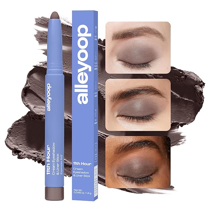 ALLEYOOP 11th Hour Cream Eye Shadow Sticks - Espresso Self (Matte) - Award-winning Eyeshadow Stick - Smudge-Proof and Crease Proof for Over 11 Hours - Easy-To-Apply and Compact for Travel, 0.05 Oz
