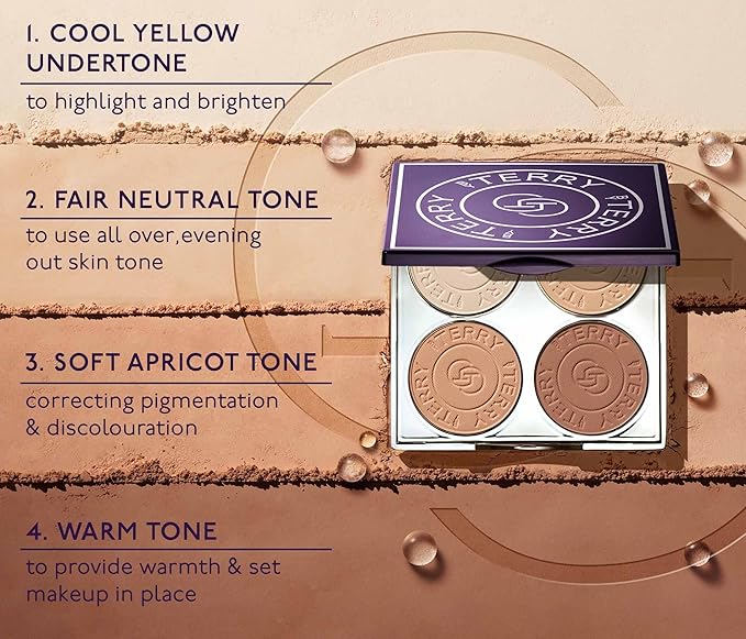 By Terry Hyaluronic Hydra-Powder Palette, 4-Shade, Vegan Contour Palette For Flawless & Matte Complexion, Medium to Warm