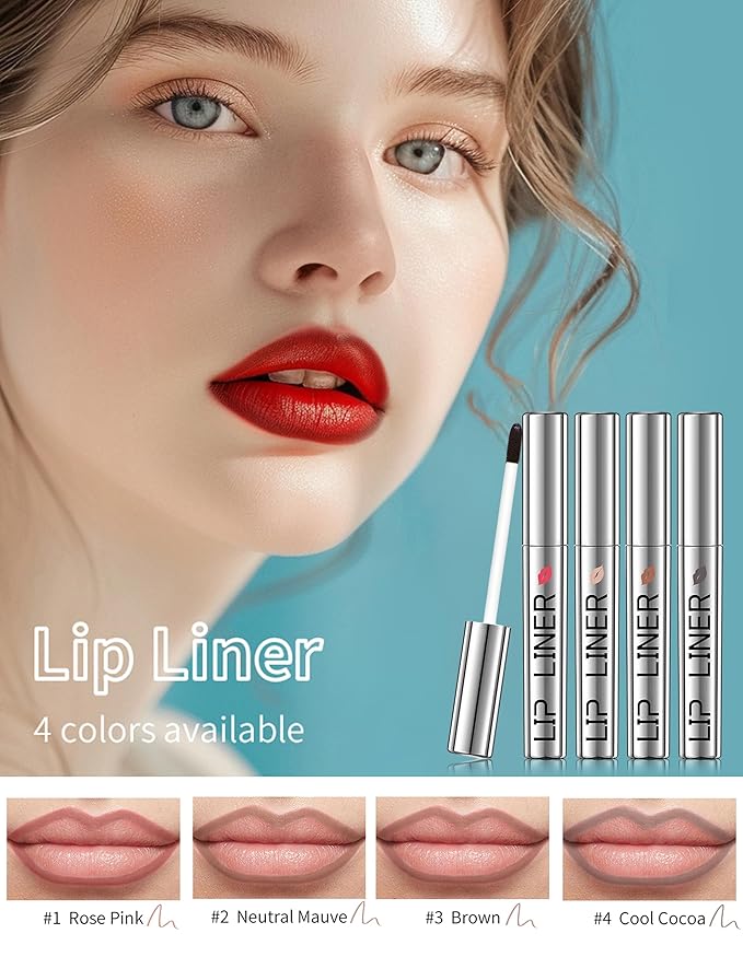 Erinde Lip Liner Peel Off Lip Stain, Long Wear Tattoo Lip Liner with Tweezer, Matte Peel Off Lipliner Stain, Long Lasting, Waterproof, Transfer-proof, Easy to Use & Natural Finish, Cool Cocoa