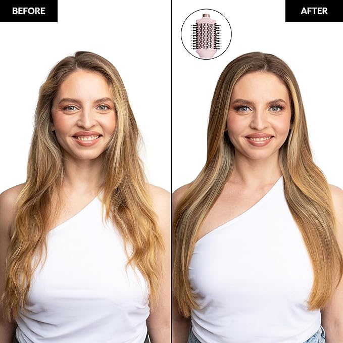 FoxyBae Super Styler Pro Interchangeable 5 in 1 Hair Styler Wand Curling Iron Set - w/Drying Cylinder, Ceramic Blowout & Round Brushes, 2 Auto-Wrap Curlers - Frizz-Free, Smooth Hair [Blush]