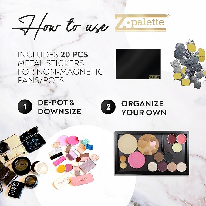 Junior Magnetic Makeup Palette, Empty Magnetic Palette, Universal Magnet makeup palette for Eyeshadows, Powders, Customizable Beauty Organizer with Mirror