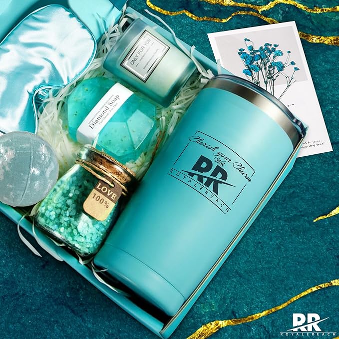 Get Well Soon Spa Gift Set for Women - Thoughtful Care Package with 7 Relaxing Items Including Soy Candle, Bath Bomb, and 22oz Coffee Tumbler - Surgery Recovery Gifts