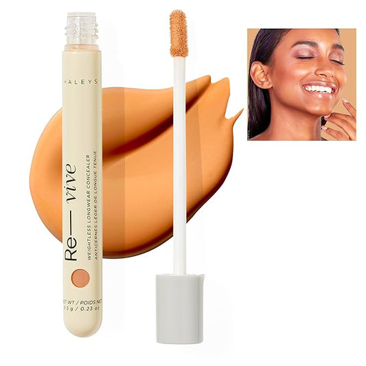 HALEYS Weightless Longwear Concealer (Medium Dark - Cool), Re-vive, Medium to Full Coverage, Gripping Concealer, All-Day Wear, Spot Concealing, Brightens, Streak-free, Light-diffusing, V+CF