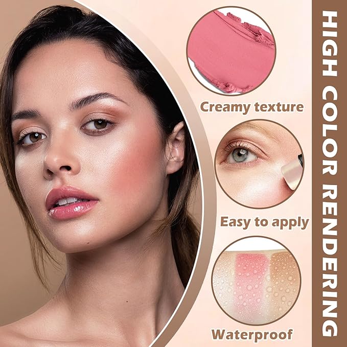 3PCS Cream Contour Stick Makeup Kit Face Highlighter Bronzer Blush Stick Long Lasting Illuminator Highlighters Makeup Stick for All Skin Tones(02 Champagne Gold+05 Rugosa Rose+06 Espresso)