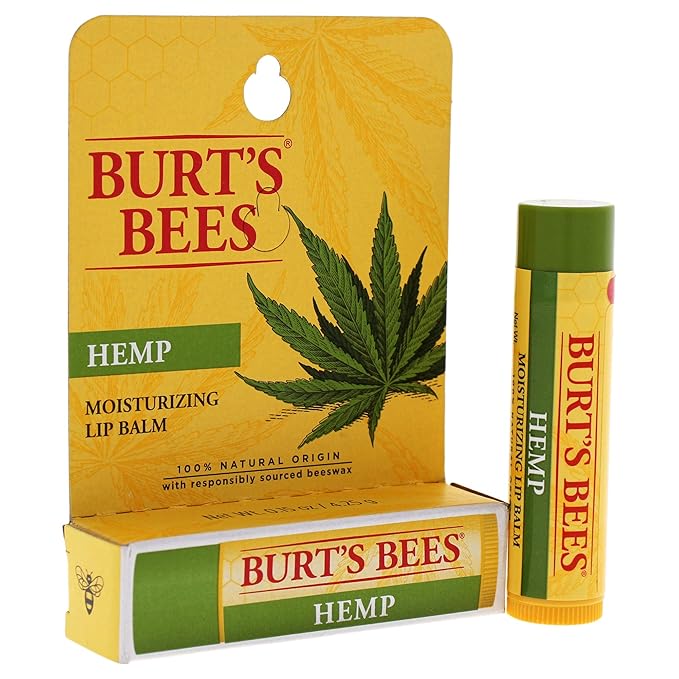 Burts Bees 100% Natural Origin Moisturizing Lip Balm, Hemp with Beeswax, 0.15 Oz