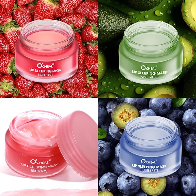 Lip Sleeping Mask Overnight Moisturizer Balm, Berry Lip Mask, Day and Night Repair Lip Balm for Improves Dryness Cracked, Moisturize and Nourish Lip Scrubs Exfoliate Reduce Lip Lines (Berry)