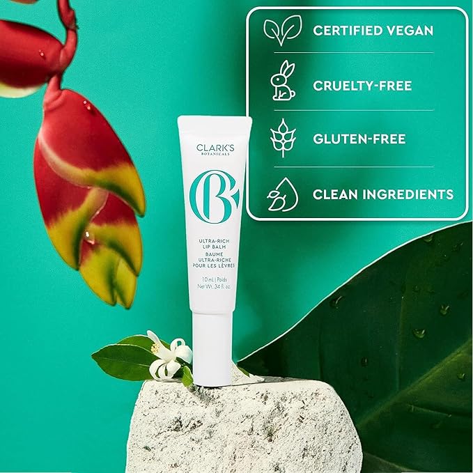 Clark's Botanicals Ultra Rich Lip Balm: Plumping Moisturizer with Collagen and Shea, Mango & Avocado Butter + Vitamin E, Stimulating Organic Lip Treatment | 0.34 fl oz (Pack of 1)