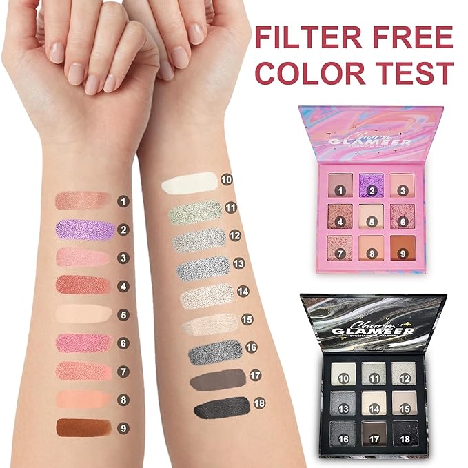 Eyeshadow,18Colors Eyeshadow Palette, Matte&Glitter&Shimmer Eyeshadow,for Eye Makeup Long Lasting Waterproof Eye Makeup Palette, Glitter Shimmer Professional Bright-Colored Eye Shadow(G005-2/G005-3)