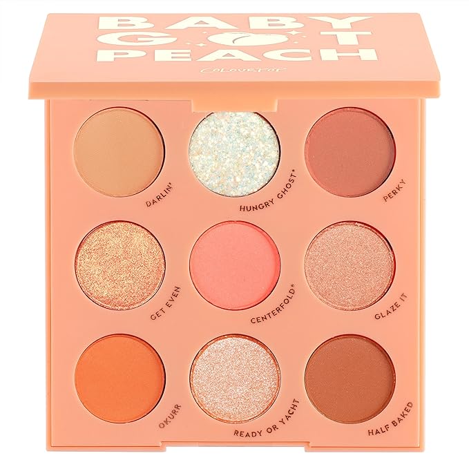 ColourPop Baby Got Peach Shadow Palette - Orange & Coral Shadows with Metallic, Matte and Glitter Finishes - High-Pigment Makeup with a Long-Wearing Formula (0.3 oz)
