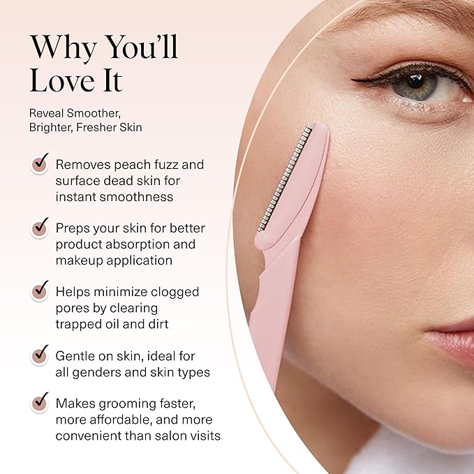 Kitsch Dermaplane Razor for Women Face - Face Razors for Women and Men - Eyebrow Trimmer, Shaver, Recycled Plastic Dermaplaning and Skin Care Tool - Blush, 6 pcs