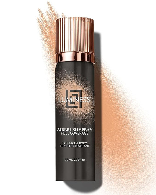 LUMINESS Spray Airbrush Foundation Makeup, Shade 050 - Lightweight, Full Coverage Foundation for Face, Neck & Body - Water-Based Concealer for Seamless Blending, Natural-Looking Finish, 2.36 fl oz