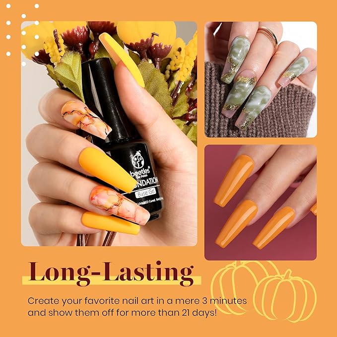 Beetles Fall Gel Polish Set, Burgundy Red Green Orange 6 Colors Gel Nail Polish Colors Sunset Leaves Soak Off Nail Art Lamp UV LED Cured Manicure Nail at Home Gifts for Women