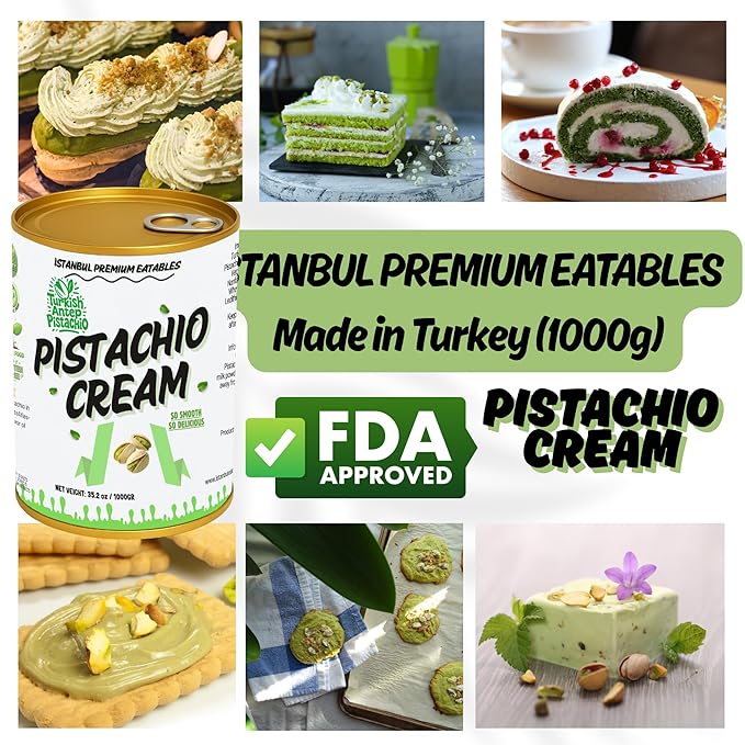 Istanbul Premium Pistachio Cream, Pistachios for Dubai Chocolate Bar, Cream for Dessert, Kataifi & Knafeh, Crema de Pistacho Pistachio Cream, Non-GMO, 2.2 lb (1kg)