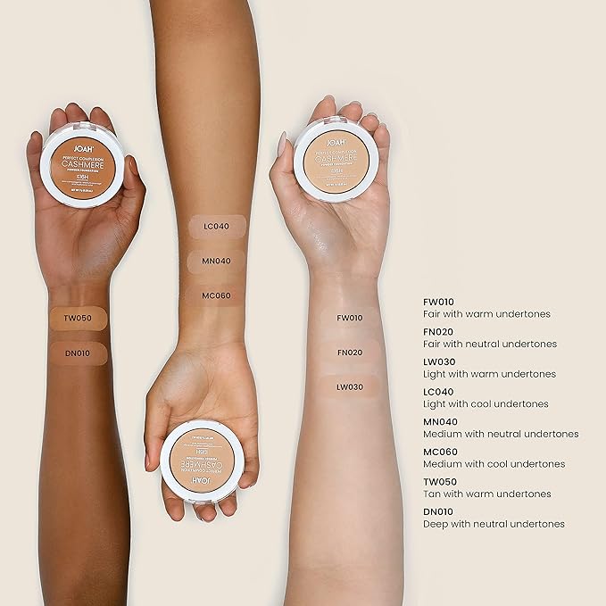 JOAH Beauty Perfect Complexion Cashmere Powder foundation_FW010, Fair with Warm Undertone
