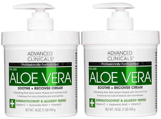 Advanced Clinicals Aloe Vera Lotion Skin Care Relief | Vitamin E Infused Hyaluronic Acid Moisturizer & Vitamin C Body Lotion For Women & Men Helps Improve Look Of Extremely Dry Skin, 16 Ounce, 2-Pack