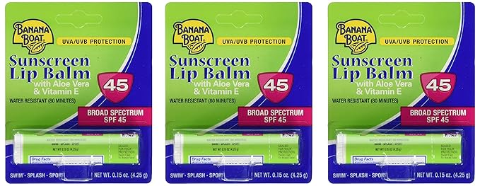 Aloe Vera Sunscreen Lip Balm with Vitamin E SPF 45 3-Pack