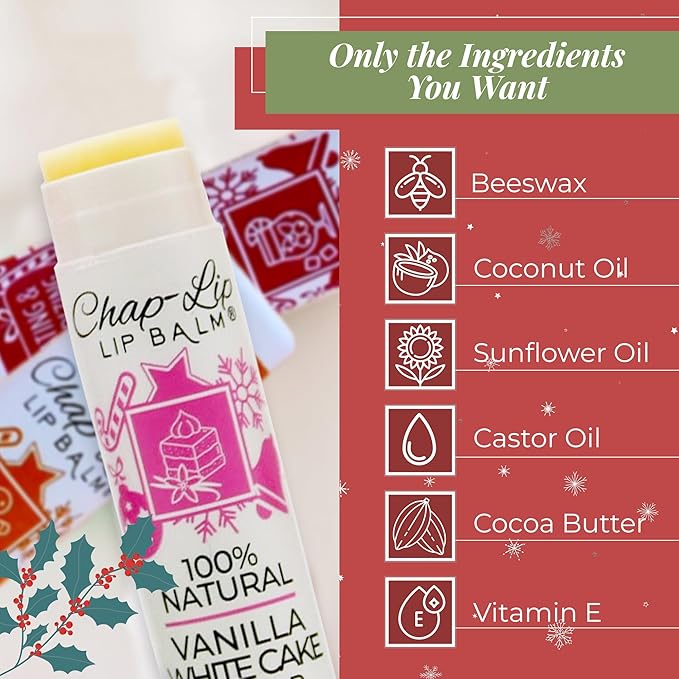 100% Natural Lip Balm Set - Beeswax Natural Christmas Gifts for Her - Ideal Gift for Women - Lip Moisturizer for Dry Lips, Cocoa Butter - Petroleum Free Pack of 24