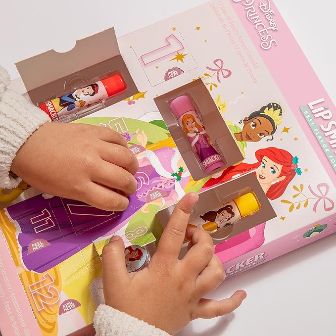 Lip Smacker Disney Princess Holiday 12 pc Advent Calendar Lip Balm & Makeup Set Girls