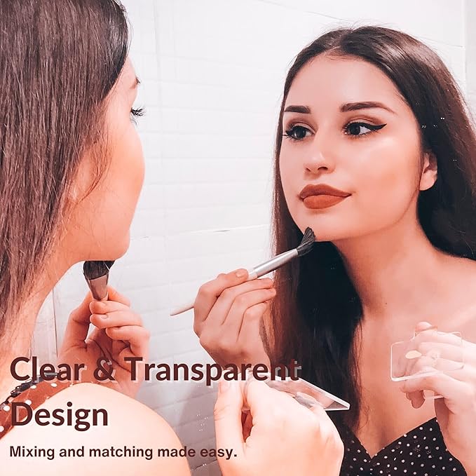 LilyLeaf Handheld Makeup Mixing Palette - Transparent Hand Tray for Mixing Foundation - Clear Acrylic Blending Plate for Makeup Lovers and Professionals with Cute Storage Bag (M)