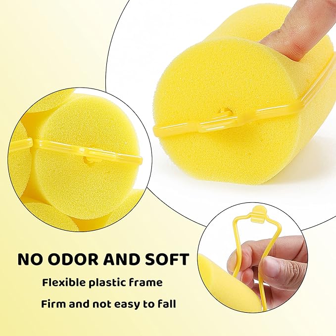 Jumbo Foam Sponge Hair Roller Soft Sleeping rollers Curvy Wavy Hairstyle Curling Hair Styling Tools 24 Pieces Use For Long Hair Short Hair Ladies And Children 2"X2.75"(yellow)