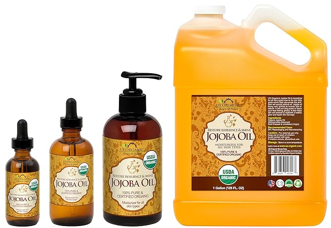 US Organic Jojoba Oil, USDA Certified Organic,100% Pure & Natural, Cold Pressed Virgin, Unrefined, Haxane Free, Sourced from Middle East directly (Small (2oz, 56ml))