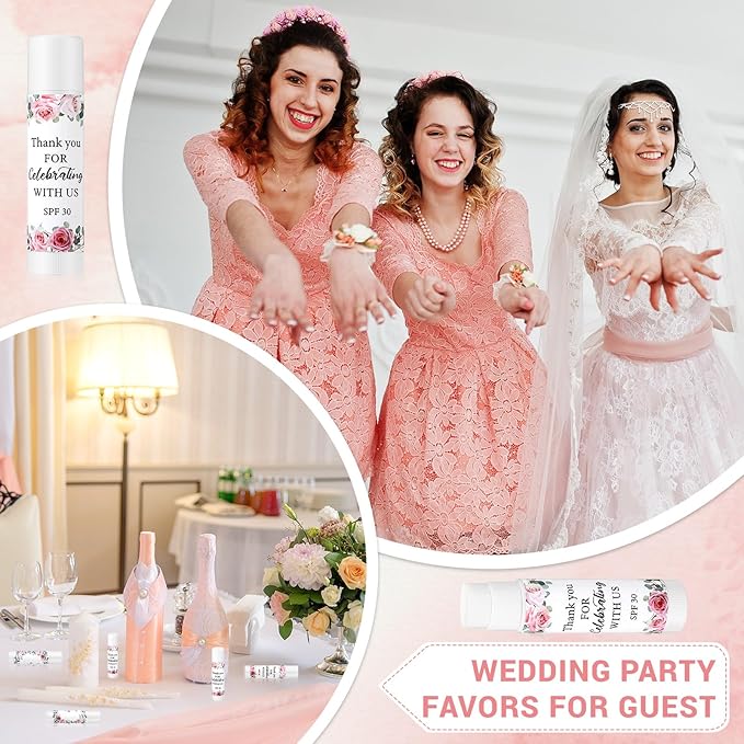 48 Pack SPF 30 Sunscreen Lip Balms Bulk Thank You for Celebrating with Us Sunscreen Care Lip Balm Sticks Wedding Party Favor Baby Bridal Shower Party Supplies Thank You Gifts for Guest