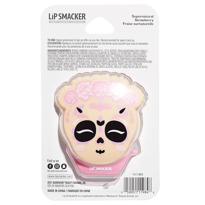 Lip Smacker Day of the Dead Lip Balm- Supernatural Strawberry (Pink)