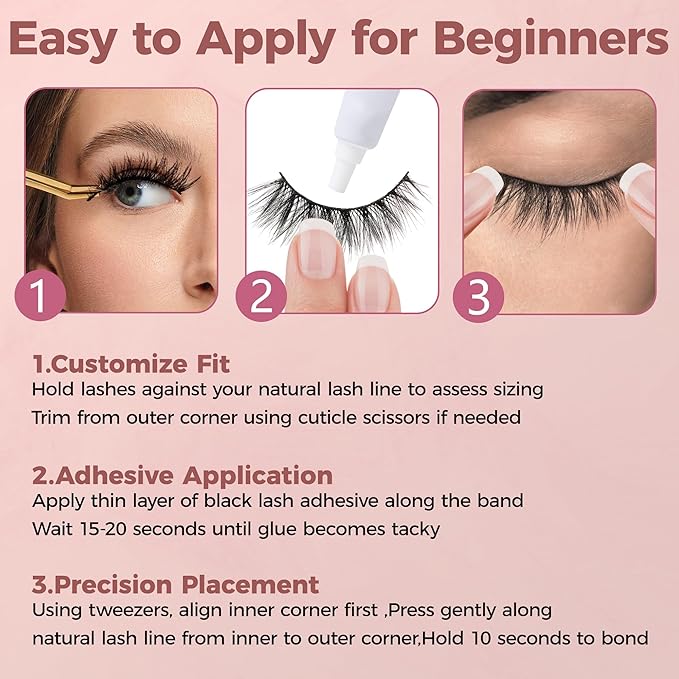 Fluffy Wispy Eyelashes 7 Pairs Natural Look Faux Mink Strip lashes, Lightweight D Curl Cat Eye Fake Lashes for Daily Wear, Reusable Eye Makeup Set