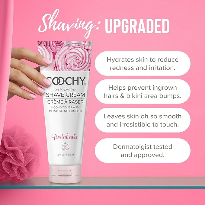 Coochy Shave Cream - Moisturizing Shave Lotion - Gentle Intimate Shaving Cream - For Bikini Area, Underarms, Legs & More - Rash-Free, Hydrating Formula - 12.5 oz, Frosted Cake