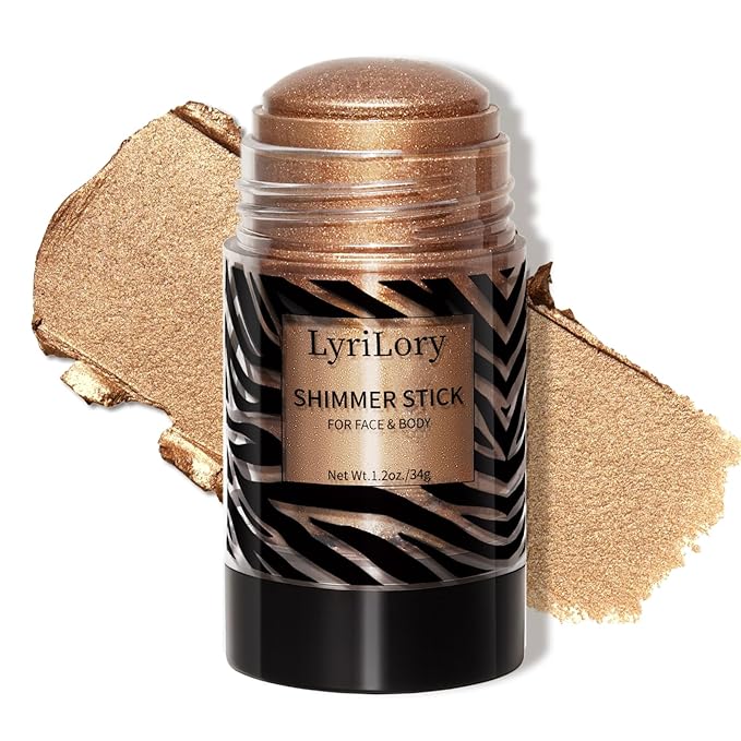 Highlighter Stick, Multi-Use Shimmer Makeup, Creamy Highlighter Makeup Stick with Hydrating Coconut Oil, Easy Blend for a Bronzy Radiant Glow, For Face & Body | 1.2oz | Copper Shimmer