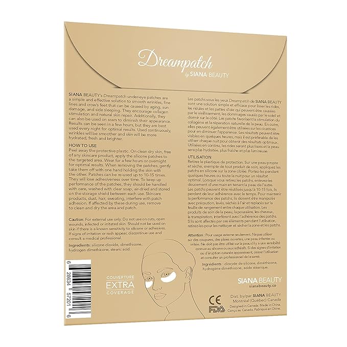 Anti-Wrinkle Skin Smoothing Reusable Silicone Patches by SIANA BEAUTY | Dreampatch, Under-Eye Patches, 2 pairs, 1-month supply