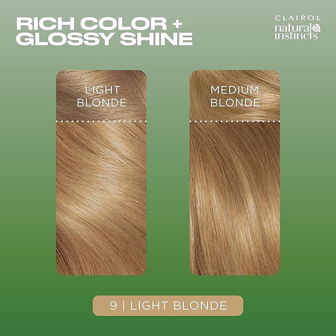 Clairol Natural Instincts Demi-Permanent Hair Dye, 9 Light Blonde Hair Color, Pack of 1 - Packaging May Vary